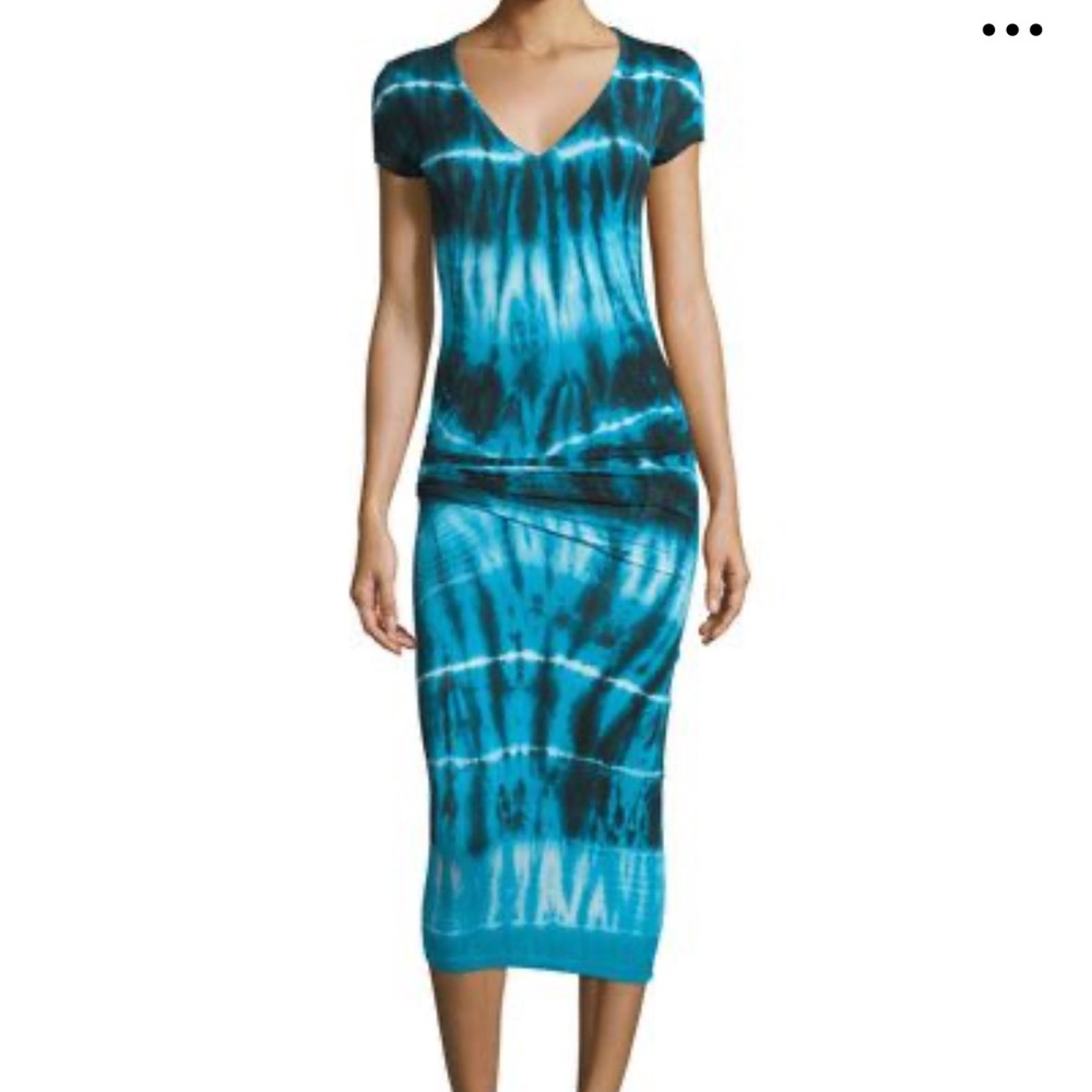 Young Fabulous & Broke tie dye blue ruched dress